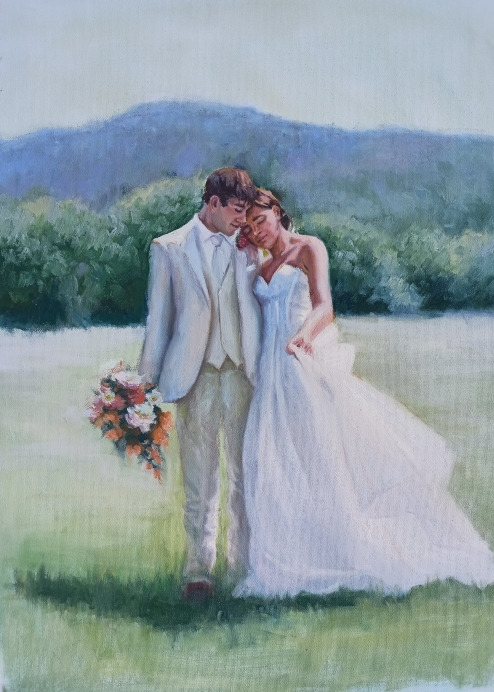 blue ridge mountain wedding painting