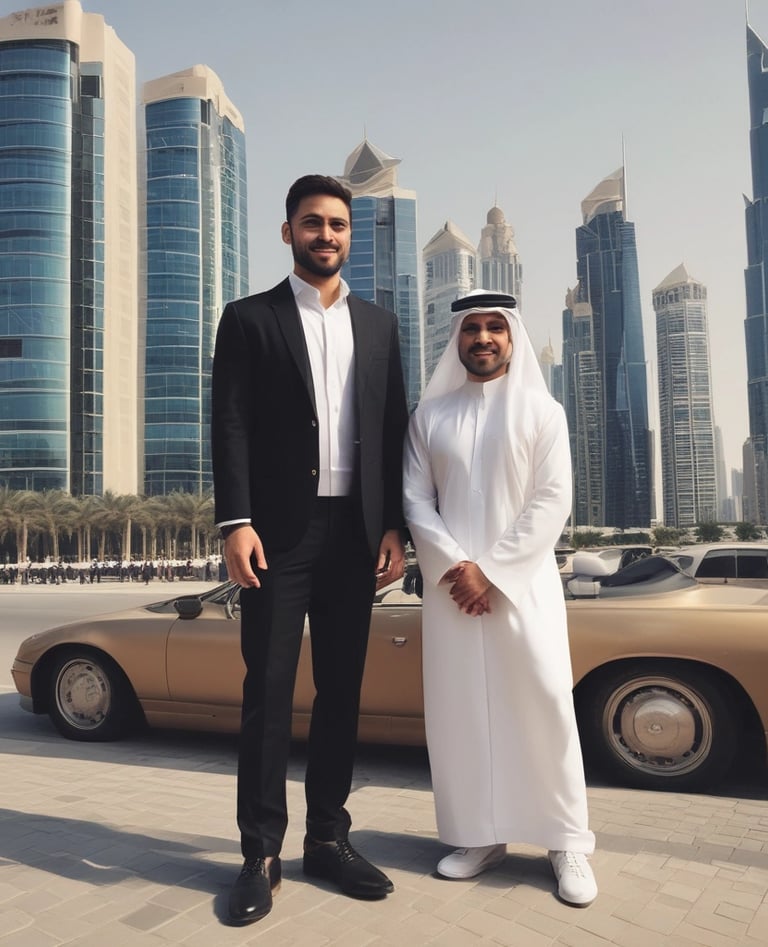 A friendly temporary staff member assisting visitors at a busy exhibition booth.
