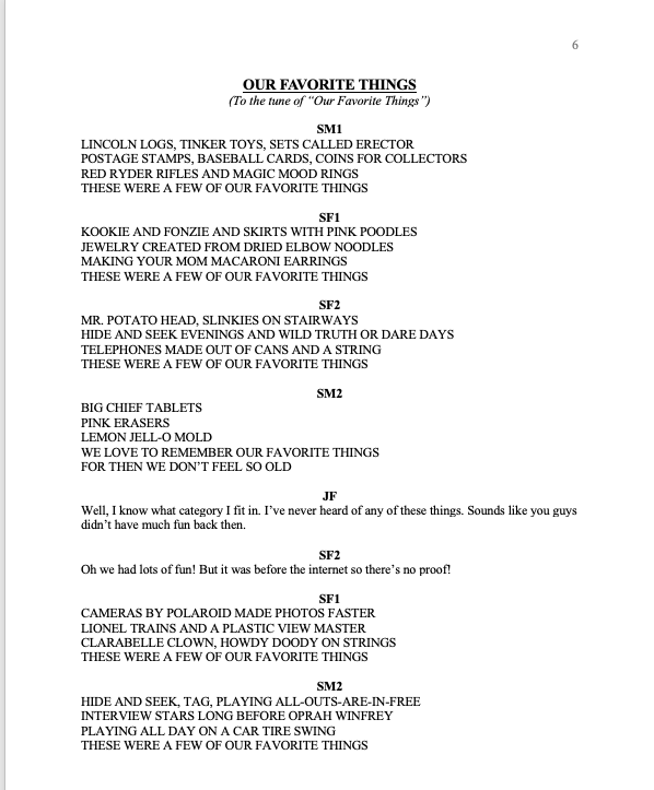 Sample lyrics from a number in Alive & Kicking
