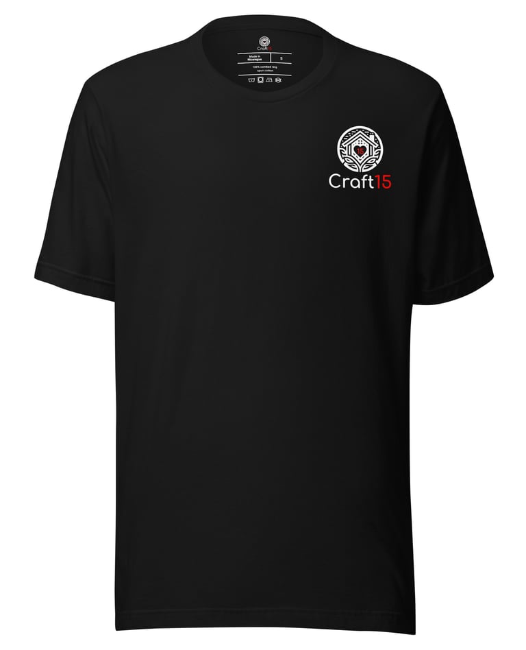 Craft15 branded clothing and accessories including t-shirts and hats