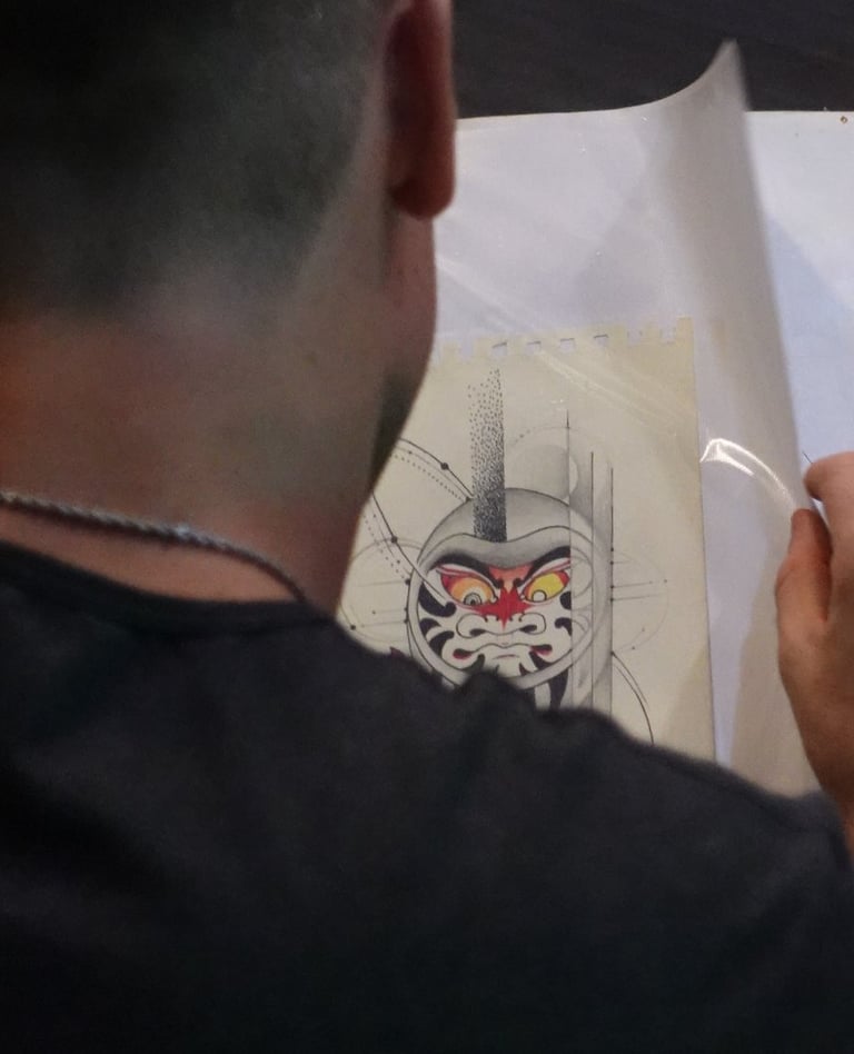 a customer is seeing some of our flash tattoo in the book