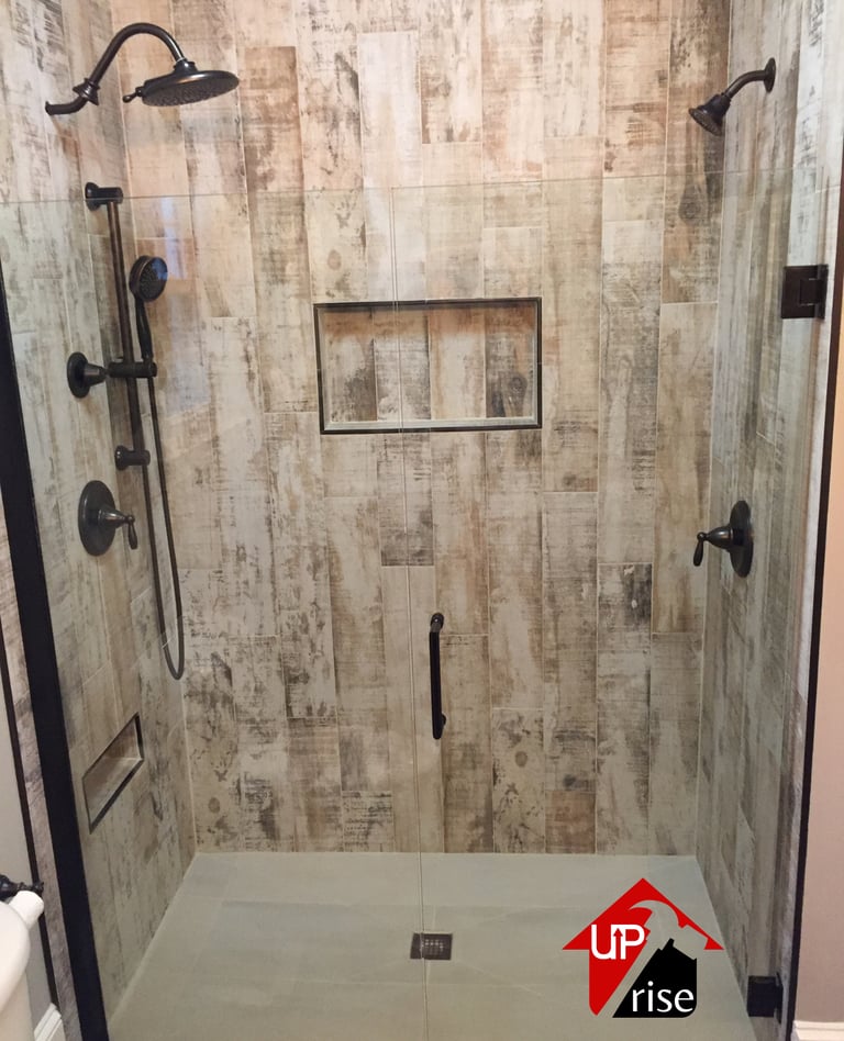 Finished bathroom tile installation in Charlotte NC by Uprise Renovation