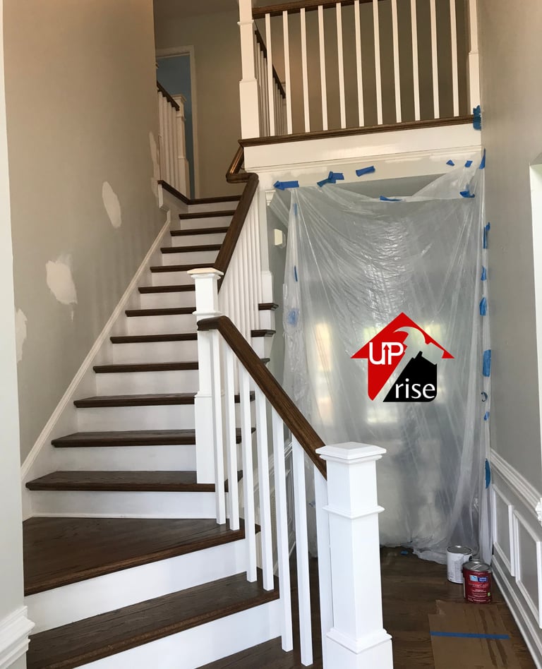Interior painting and stair staining in Charlotte NC by Uprise Renovation