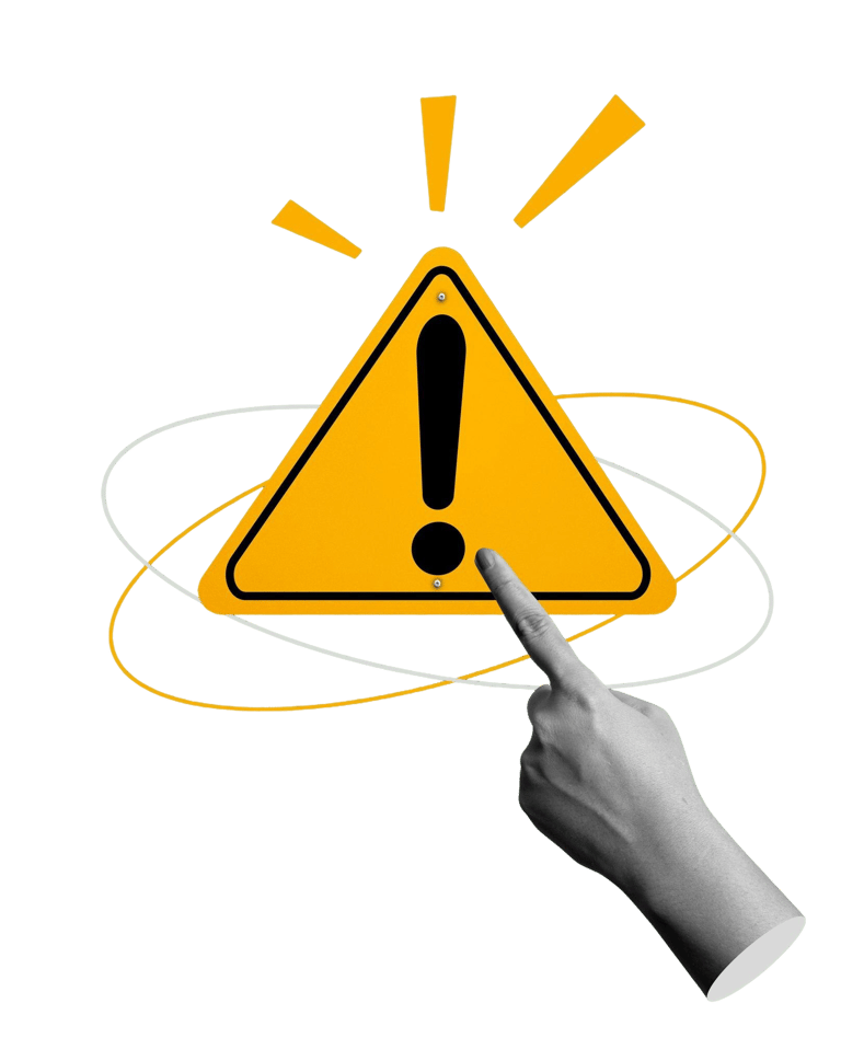 Bild von einer Hand die mit dem Finger auf ein Warnschild zeigt