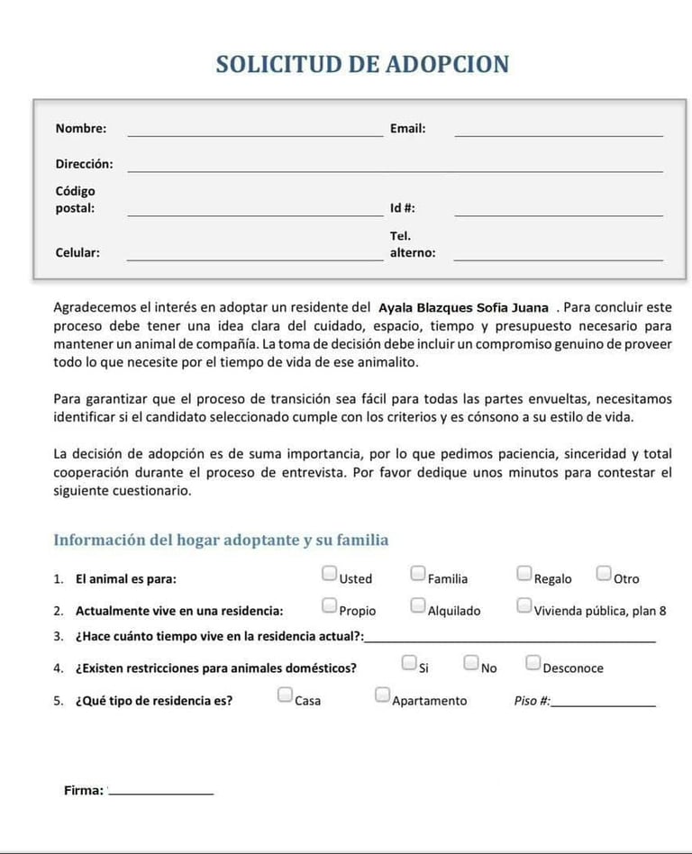 Formulario de adopción