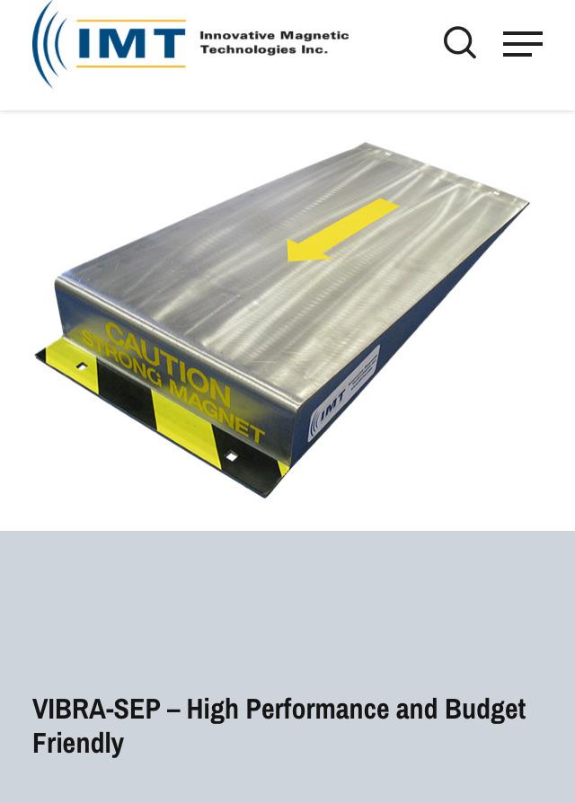IMT Magnetic Separator for Vibrating Conveyor