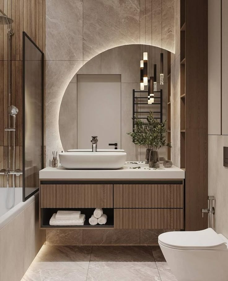minimalist detaylara sahip banyo tasarımı