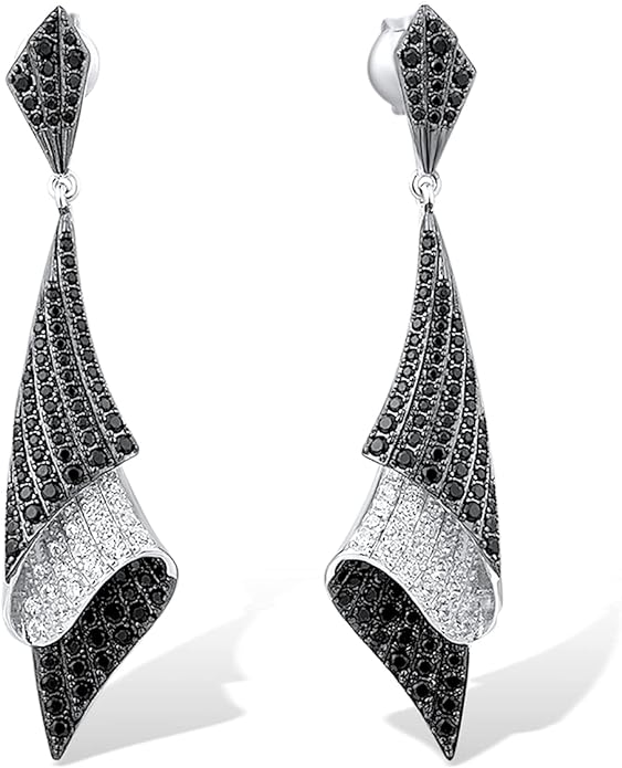 Prom Simple Look Idea: Sterling Silver Black and White Earrings