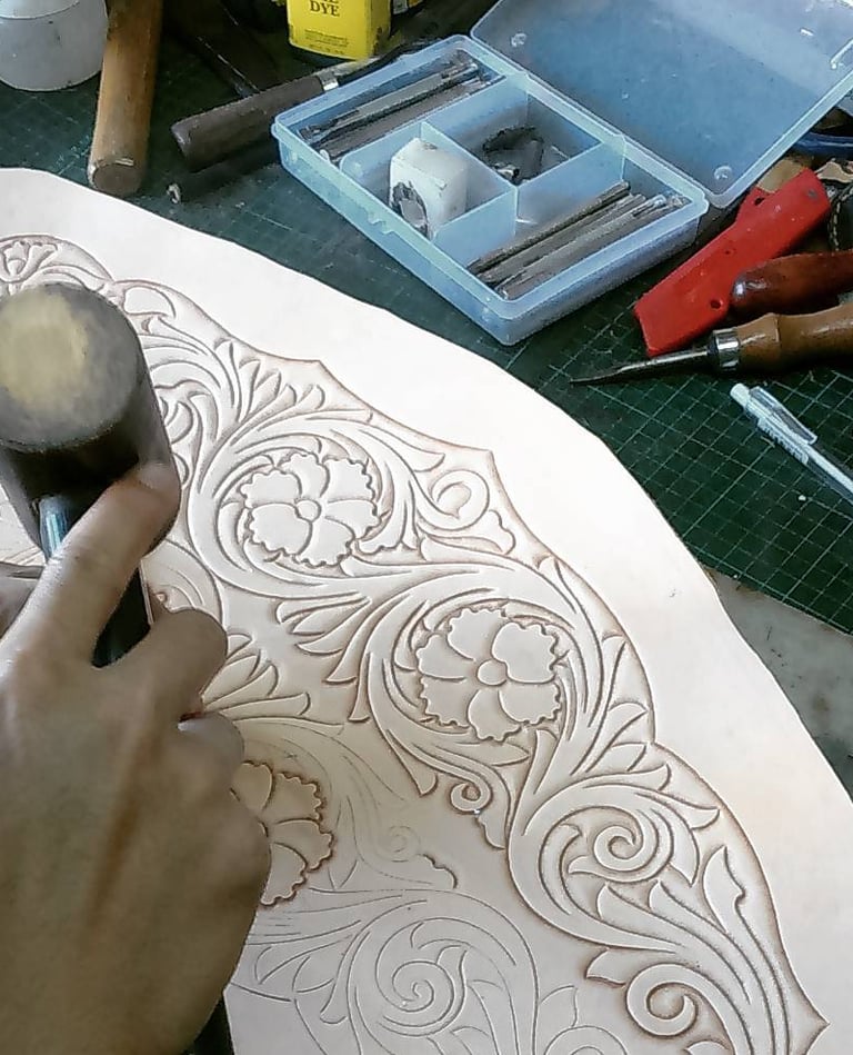 Hand-tooled leather