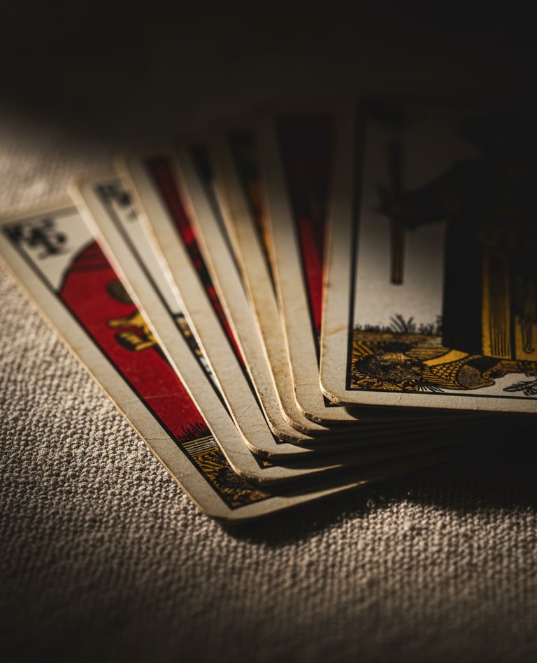 Old Tarot cards on a table