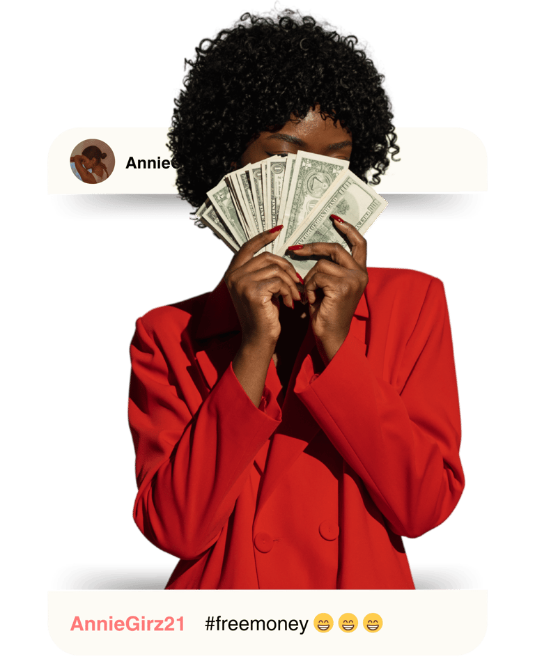 Girz.ai influencer showing cash earned, illustrating easy passive income.