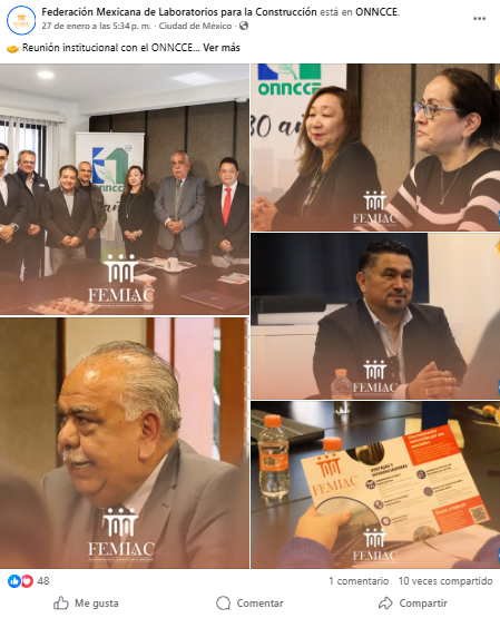 FEMIAC and ONNCCE representatives during a business meeting and institutional collaboration event.