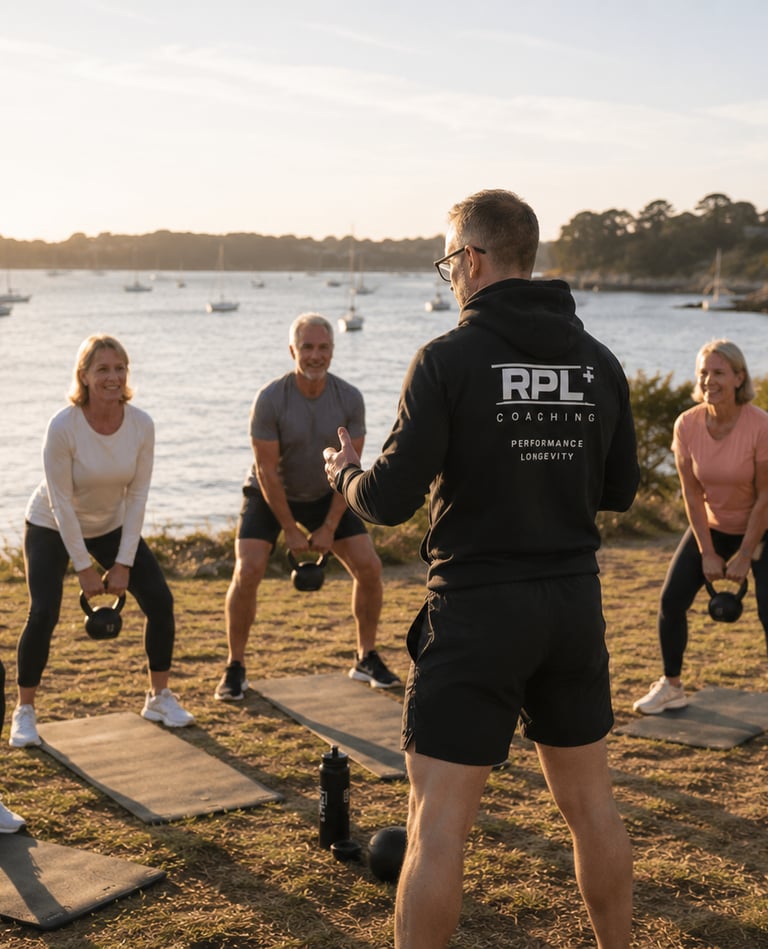 Séance outdoor RPL+ axée force, énergie et longévité dans le Golfe du Morbihan