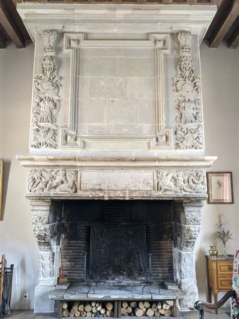 One of the grand fireplaces,