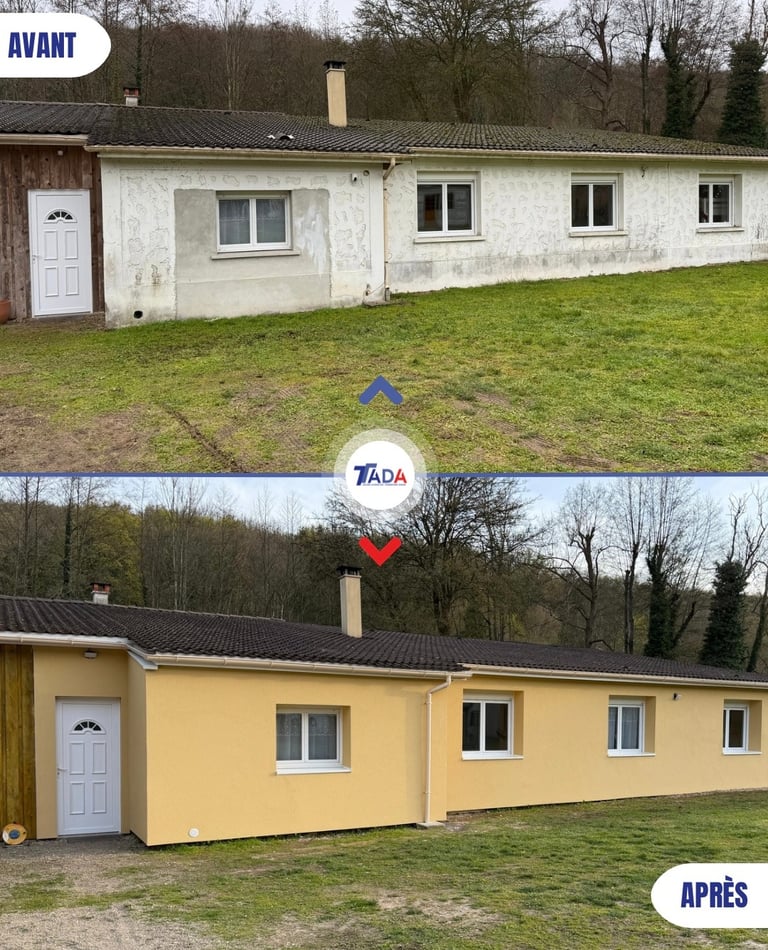 avant après isolation extérieure et enduit de finition
