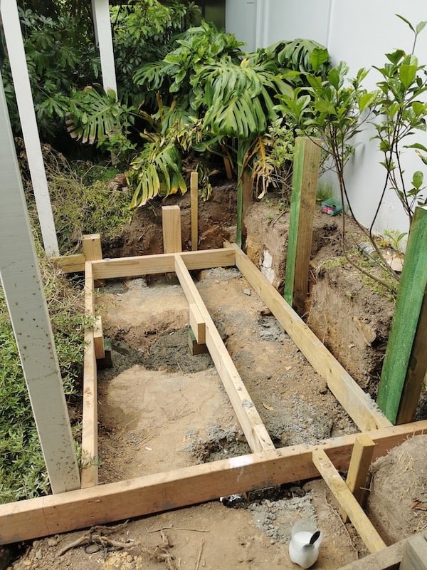 Outdoor bath progress CHR Builders