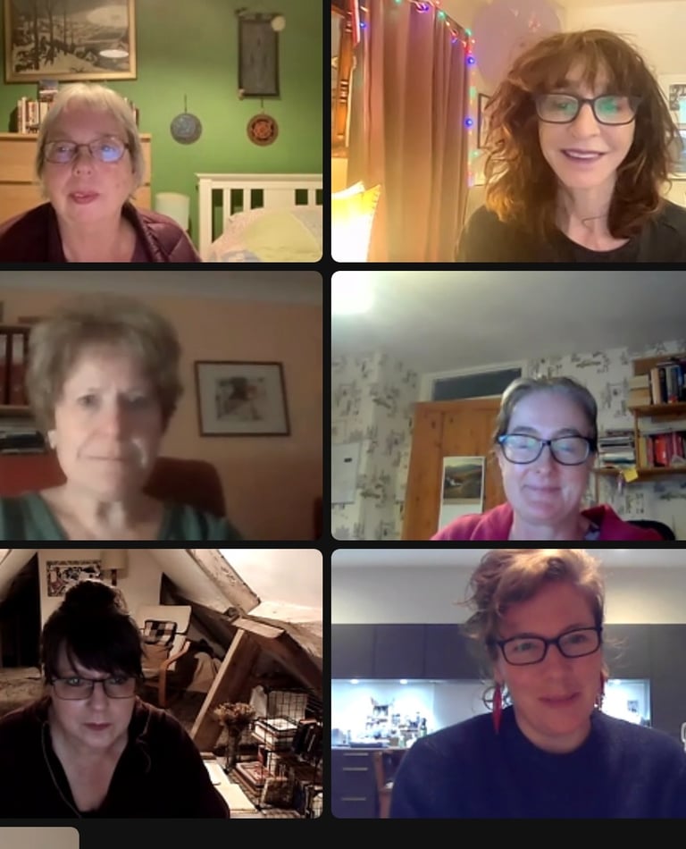The Writing School's Zoom session with poetry tutors and students discussing poetry writing