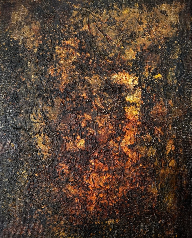 Abstarct portrait. Mixed media painting. Acrylic painting textures. Ditchling. Sussex artist Laurence Moracchini