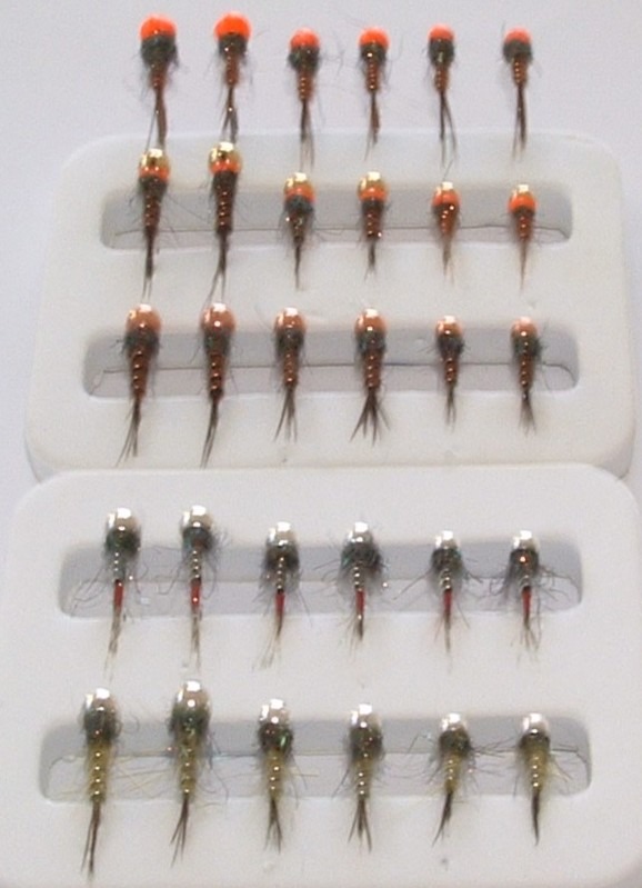 pack of beaded nymph fly fishing lures for trout fishing