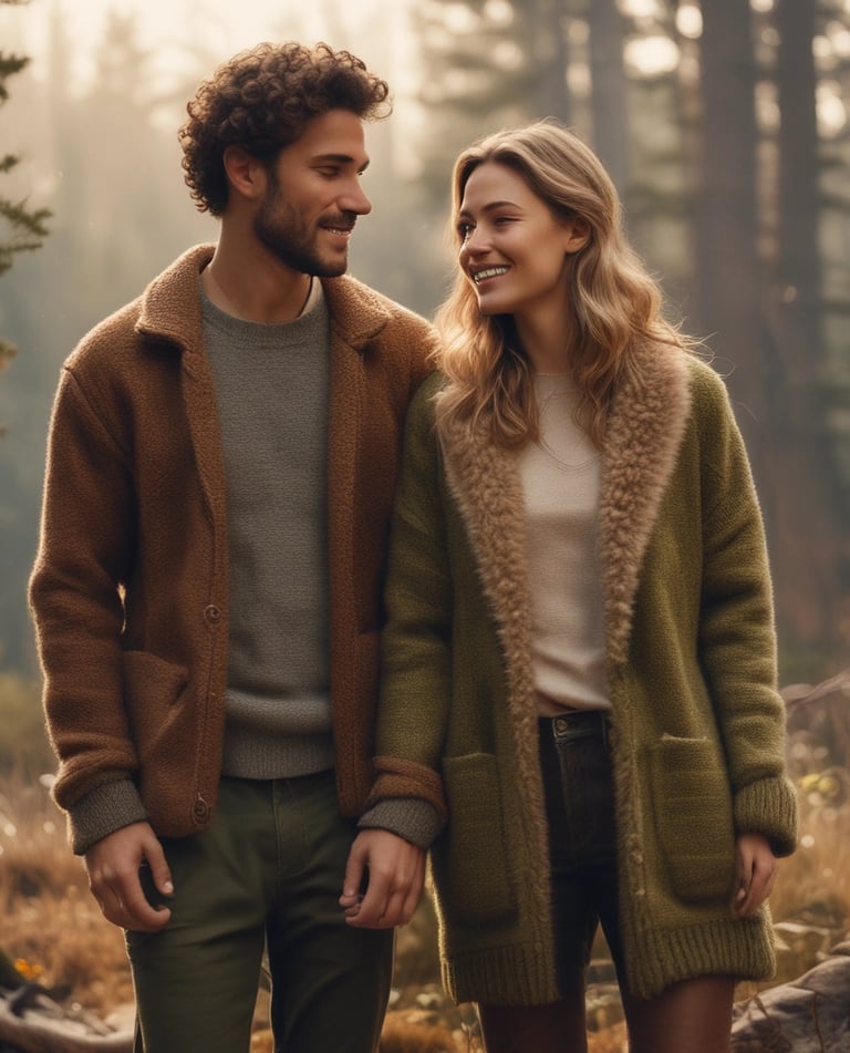 A cozy scene showing a couple wearing exclusive Valentine's Day themed t-shirts.