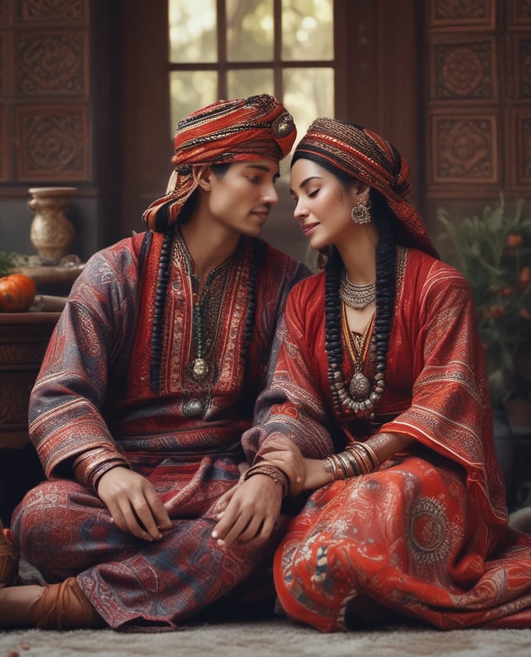 A cozy scene showing a couple wearing exclusive Valentine's Day themed t-shirts.