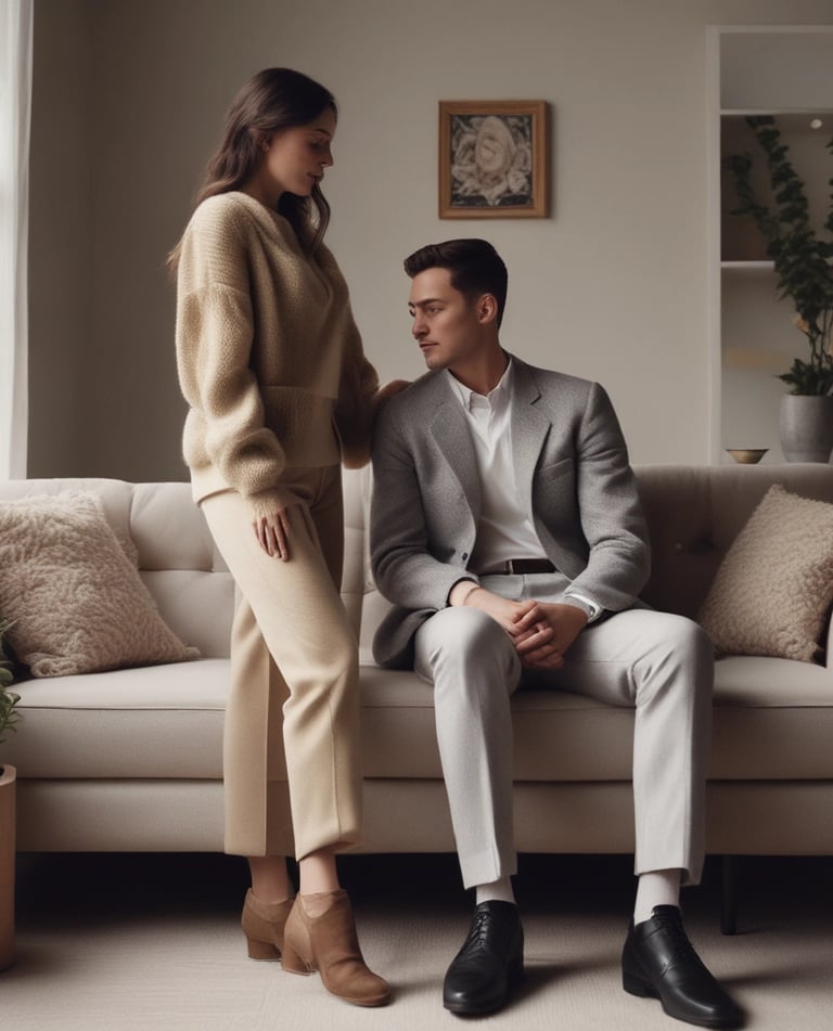A cozy scene showing a couple wearing exclusive Valentine's Day themed t-shirts.