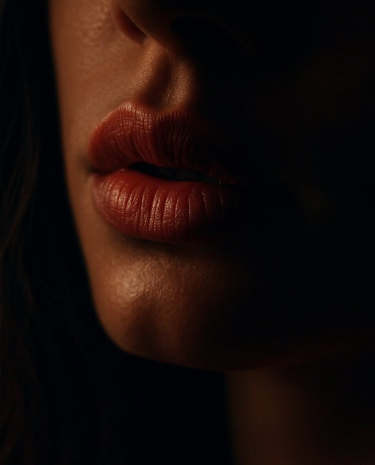 a close up of a woman's sexy red lips, slightly parted. sexy photos and videos to sell