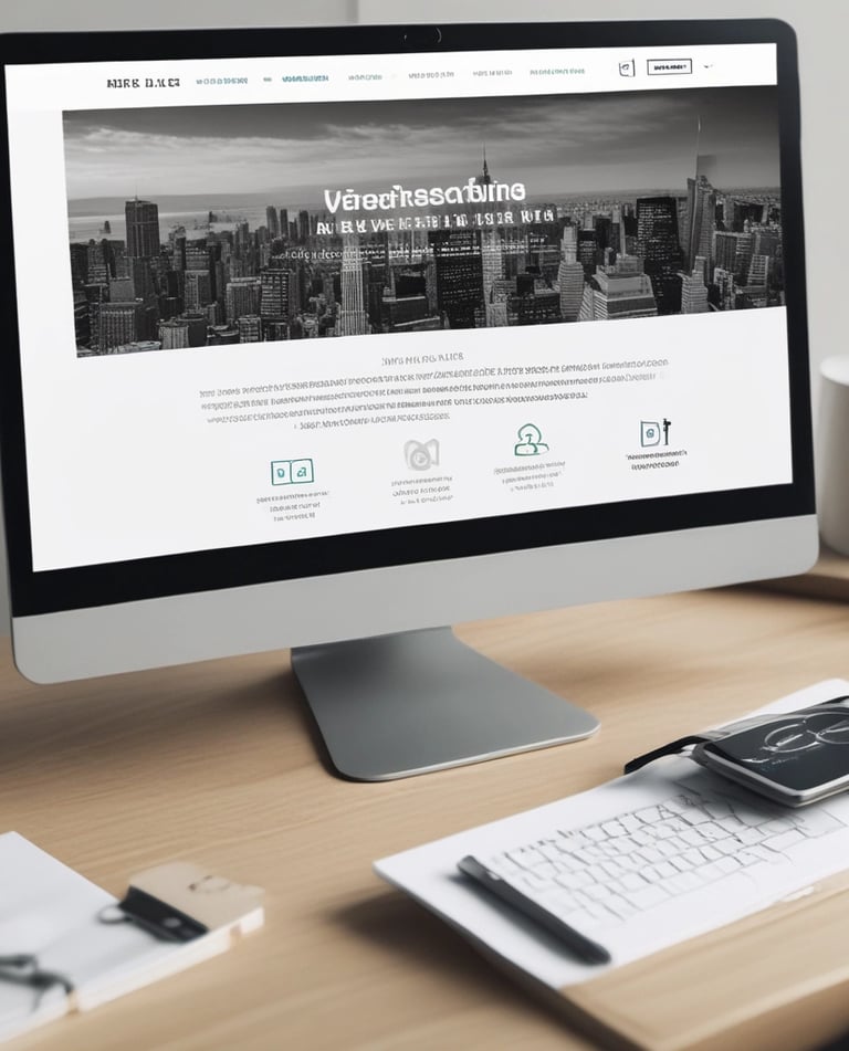 Colorful website theme previews arranged side by side on a desktop monitor.
