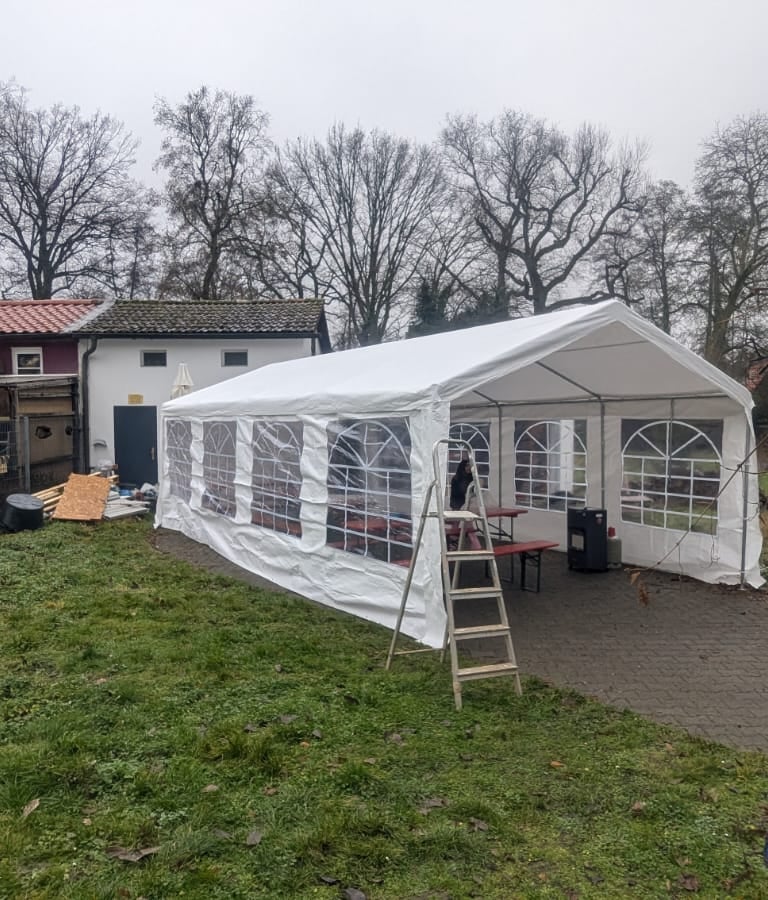 4x8m Zelt mit Heizwärmer Gas