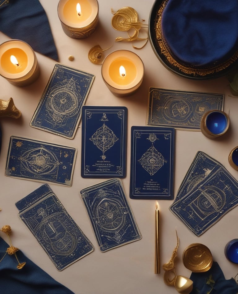 A luxurious tarot deck displayed elegantly on a velvet surface.