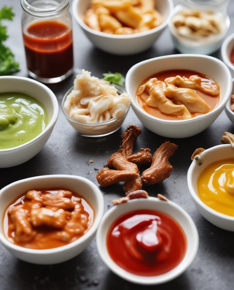 Five packets of Spur heat and pour sauces are arranged on a wooden surface. The flavors include Monkey Gland, Cheddamelt, Mushroom Sauce, and Pepper Sauce. Fresh sprigs of rosemary and thyme are placed beside the pouches, and there are chunks of cheese next to the Cheddamelt packet. The packaging is visually appealing, featuring images of the respective dishes the sauces can be used on.