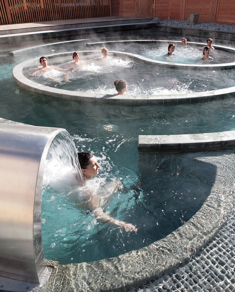 luxury longevity resort with outdoor thermal experience