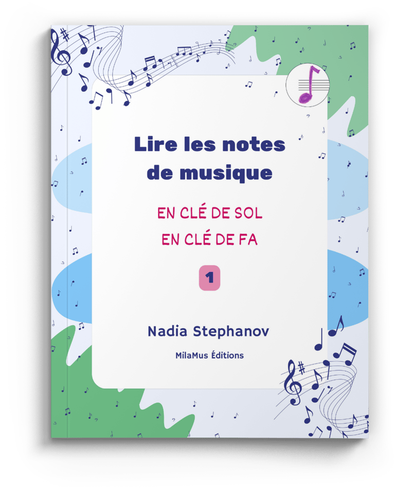 a book with a picture of a musical notepad