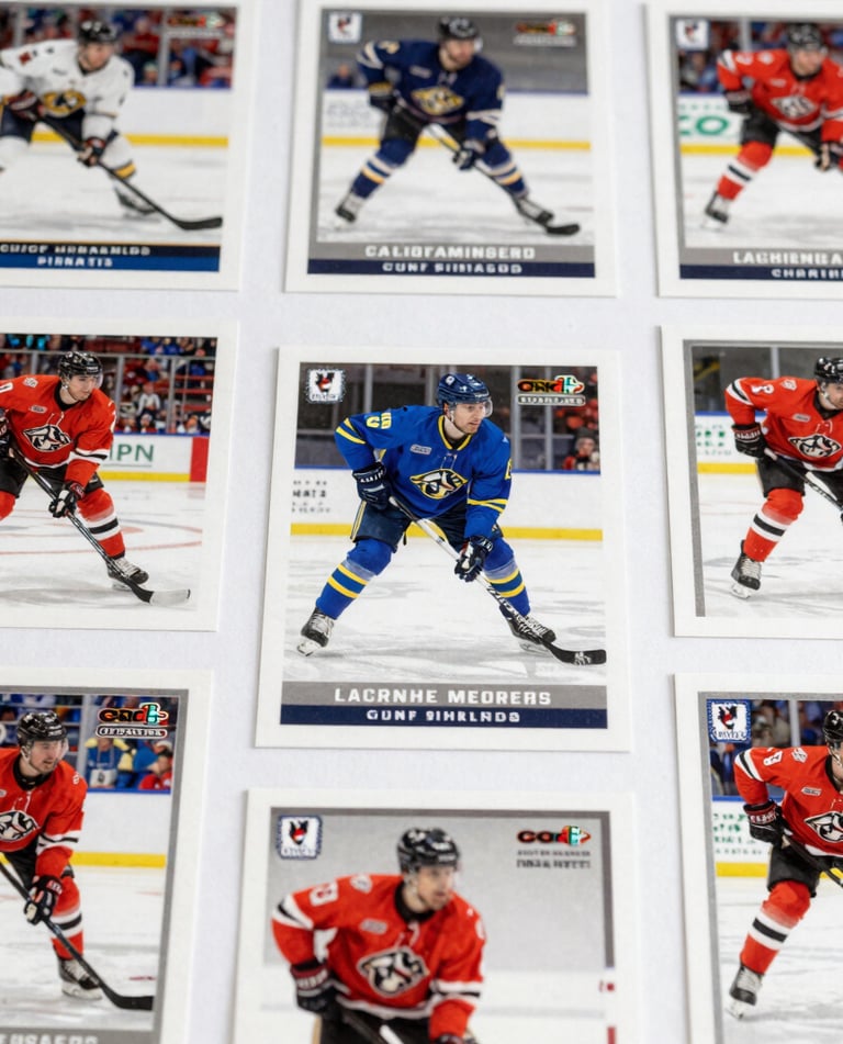 A vibrant display of assorted sports cards fanned out on a wooden table.