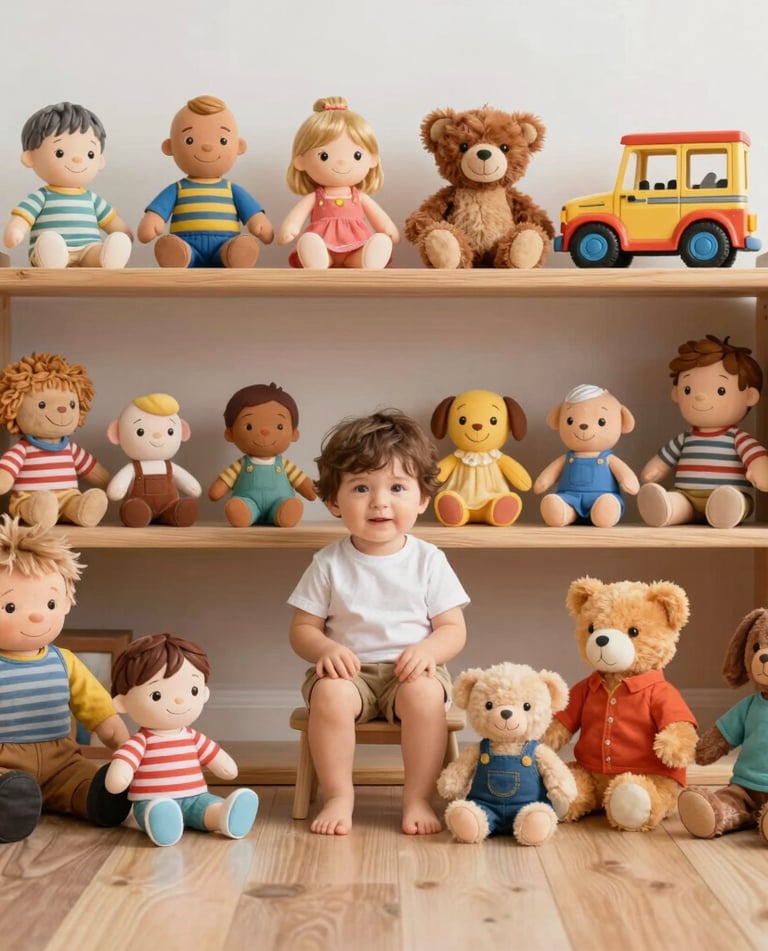 Colorful display of various accessory categories including bags, tech gadgets, and jewelry on a wooden table.