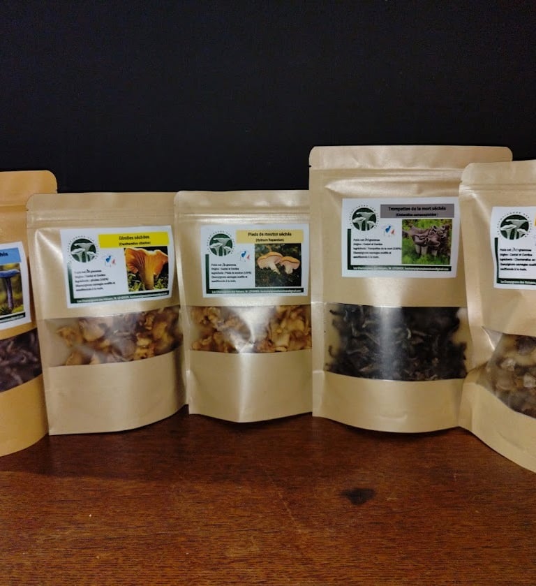 toute une gamme de champignons sauvage séchés et déshydratés girolles cèpes trompettes chanterelles 