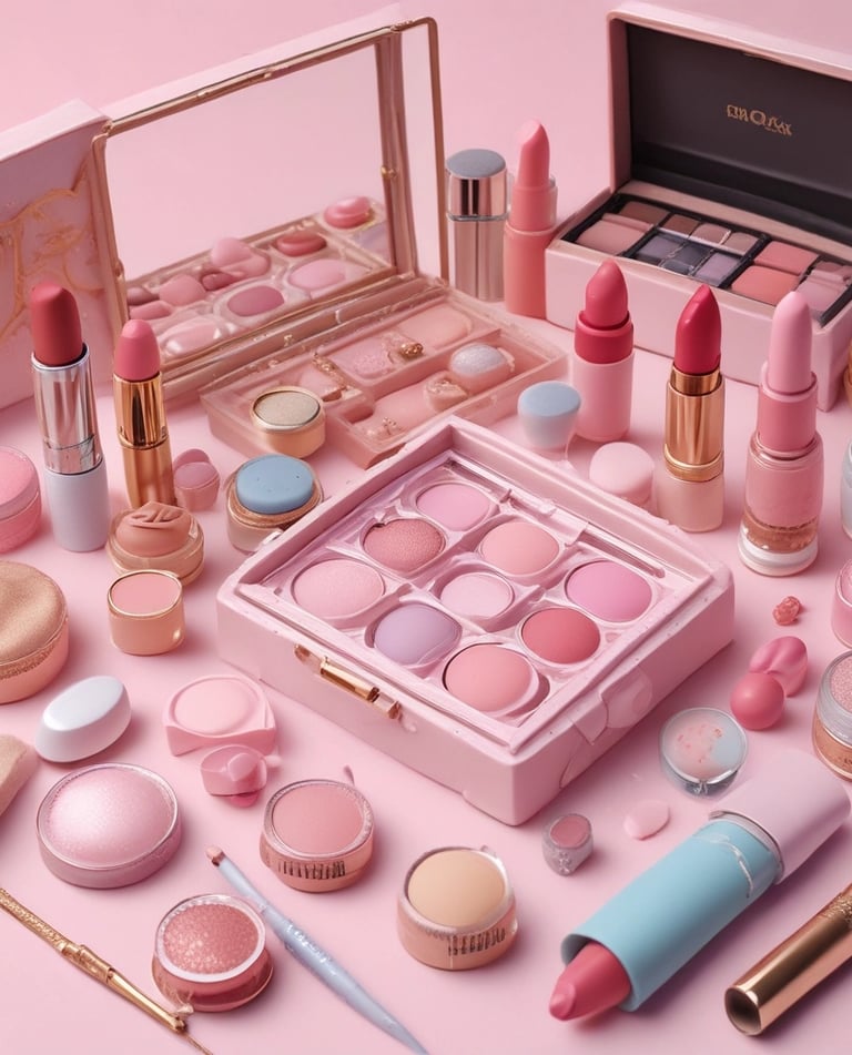 Adorable cartoon lipsticks in soft pink shades with cute faces