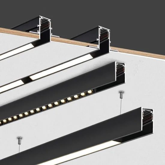 Modern magnetic track lighting system with adjustable spotlights