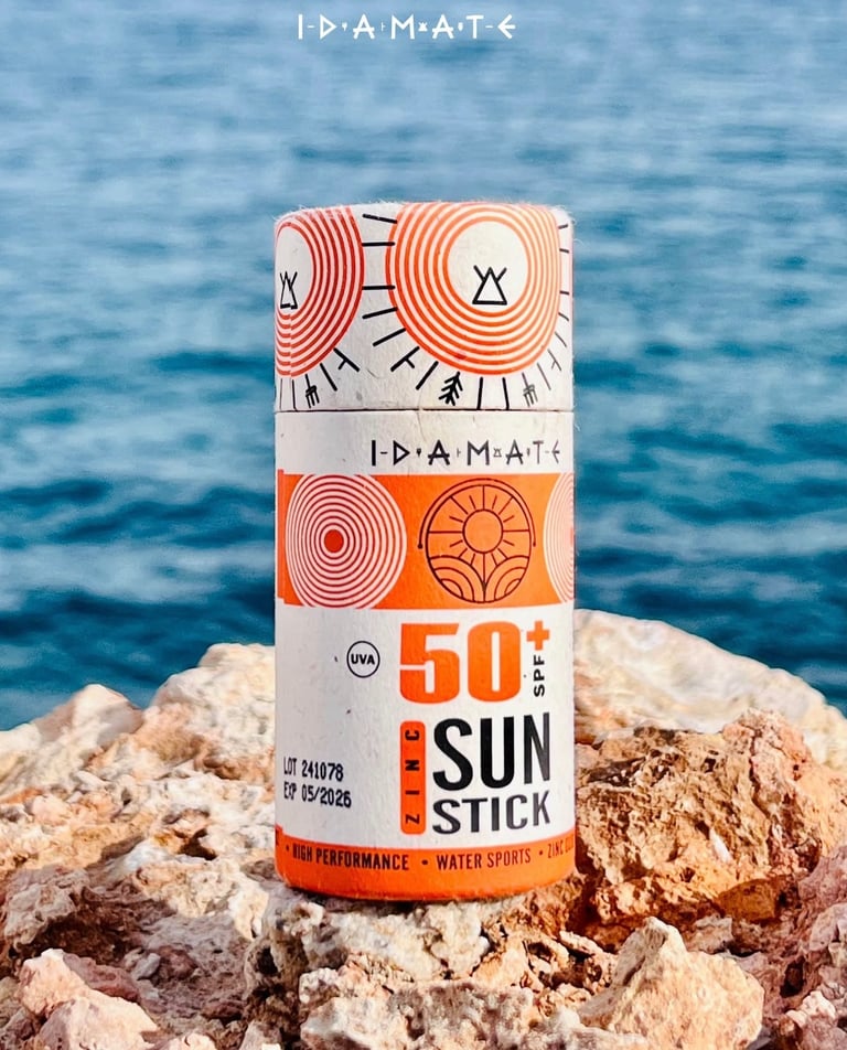 sun screen sticker on a rock