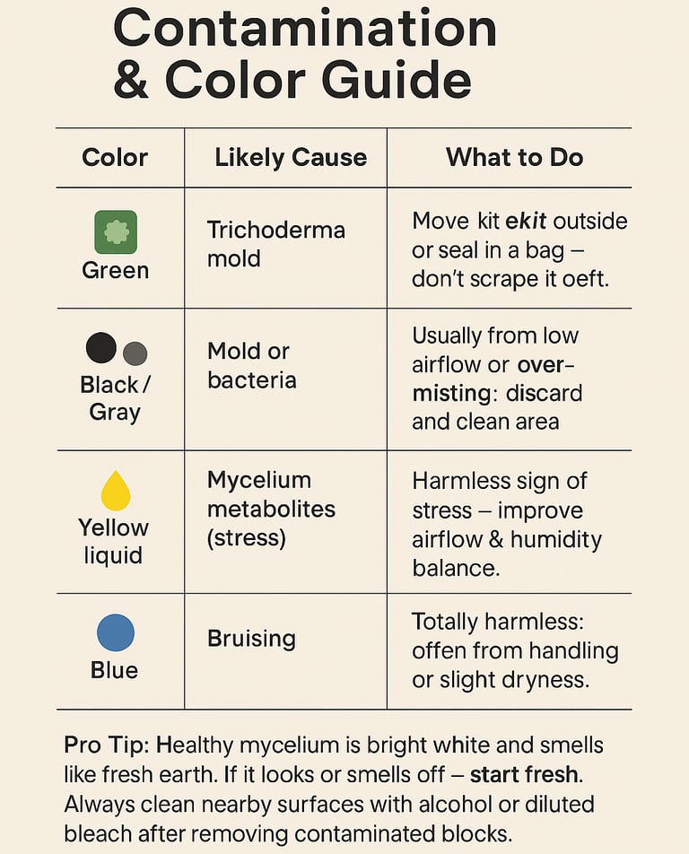 mushroom contamination chart