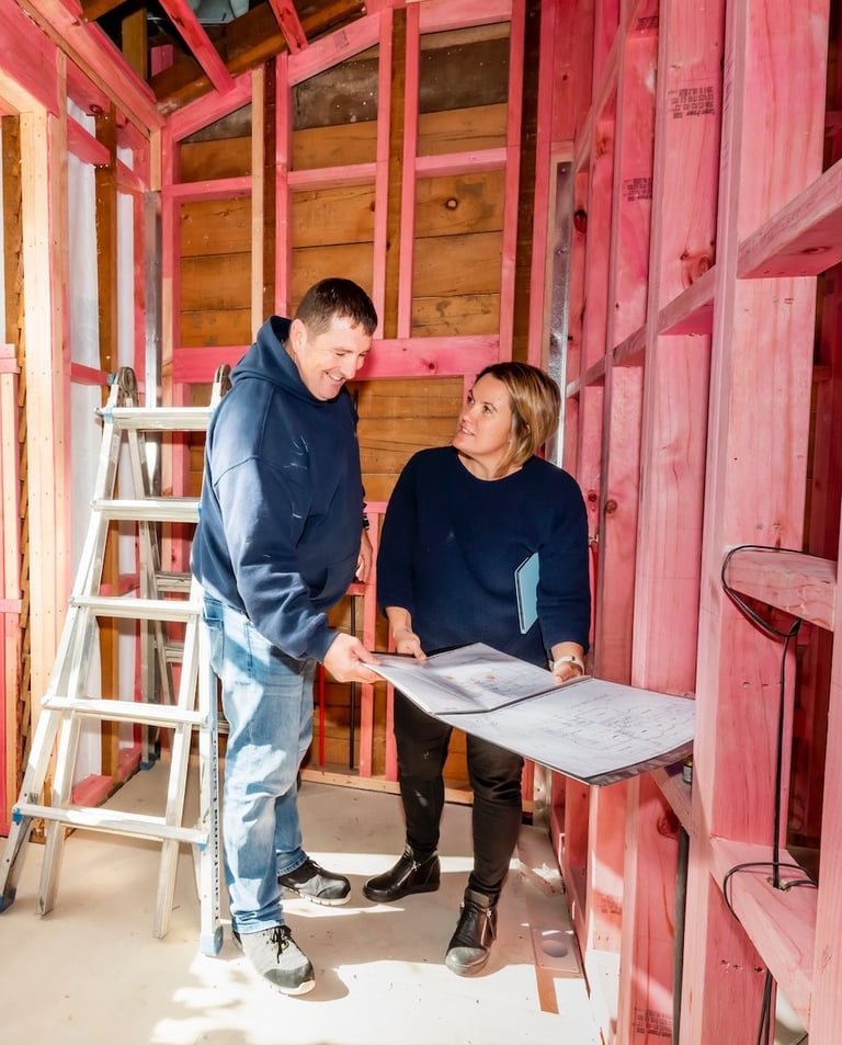 Amanda and Bryce working from Qualitas Builders in Auckland