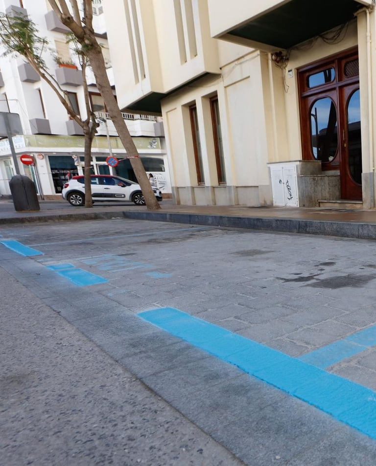Líneas de tráfico recién pintadas por NCT Painting en area restringida