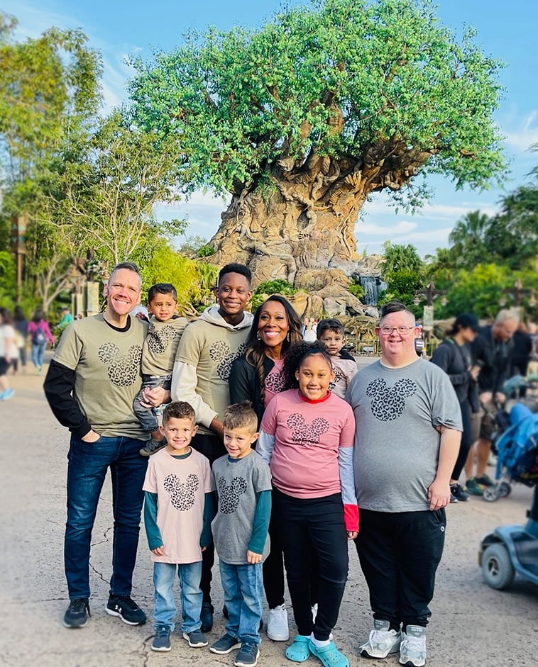 Shani Roberts pictured with her family at Disney's Animal Kingdom® Park, at Walt Disney World®.