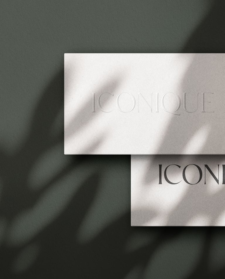 Application branding et logo Iconique, carte de visite magasin