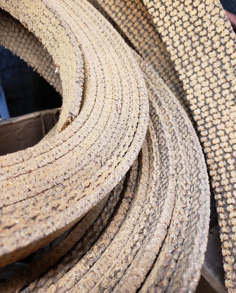 brake lining woven, molded in rolls cut to length for industrial brakes and restoration brakes call 260-426-3331