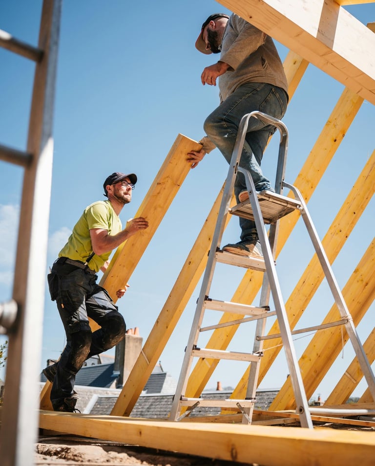 Men installing new roof