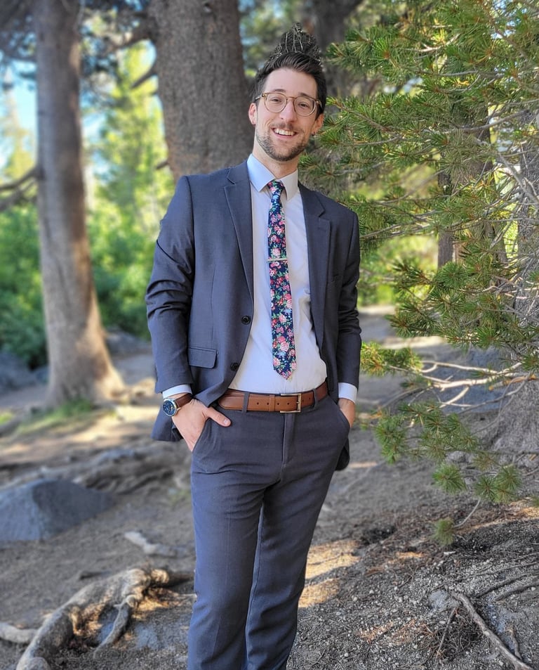 Daniel Medina in a gray suit, Placer County, Roseville