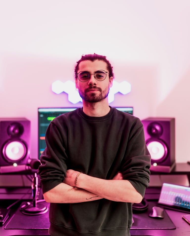 Roger Magrià, Soundtrack Composer for Films and Games, working in his studio on a cinematic score