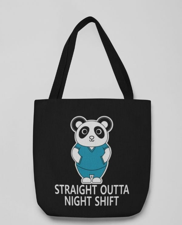 night shift nurse panda tote bag