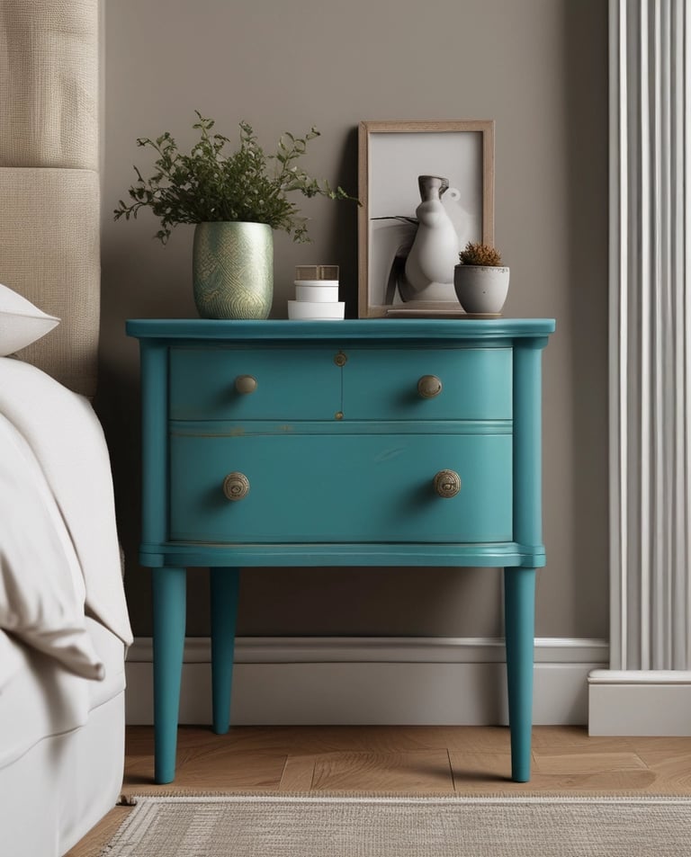 Close-up of golden decorative objects arranged on a minimalist shelf.